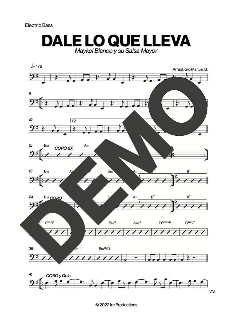 Maykel Blanco y su Salsa Mayor – Dale Lo Que Lleva – Sheet Music Demo Page 5 (PDF) – Includes charts for Trumpets, Trombones, Saxophone, Piano and Bass
