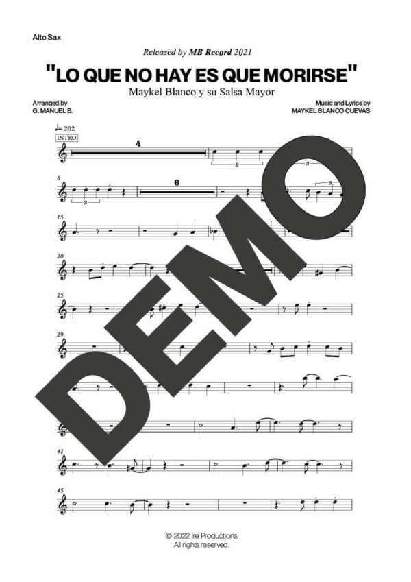 Maykel Blanco y su Salsa Mayor – Lo Que No Hay Es Que Morirse – First Page of Sheet Music Preview (PDF) – Includes charts for Trumpets, Trombones, Saxophone, Piano and Bass