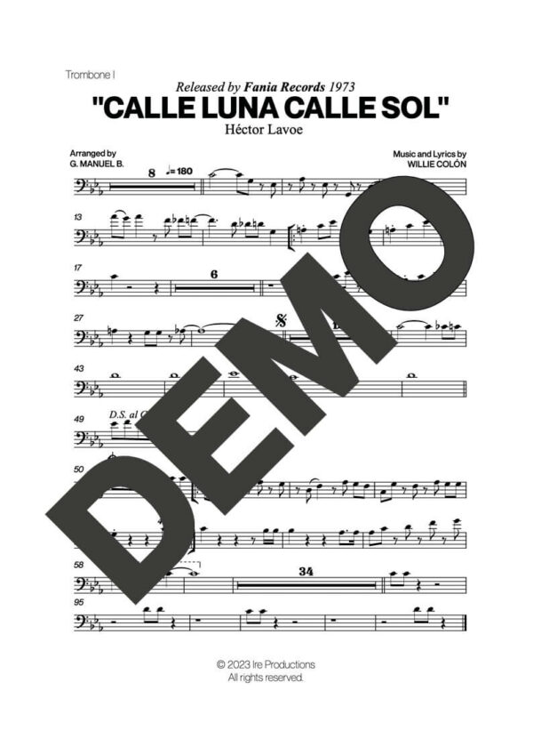 Hector Lavoe|Willie Colón – Calle Luna Calle Sol – Sheet Music Demo Page 1 (PDF) – Includes charts for Trumpets, Trombones, Saxophone, Piano and Bass