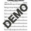 Guayacán Orquesta – Carro de Fuego – Sheet Music Demo Page 3 (PDF) – Includes charts for Trumpets, Trombones, Saxophone, Piano and Bass