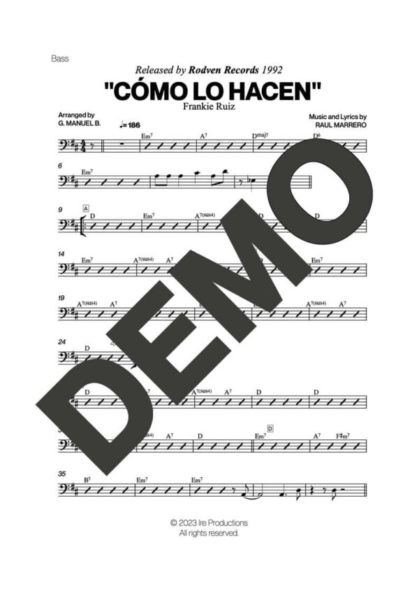 Frankie Ruiz – Cómo lo Hacen – First Page of Sheet Music Preview (PDF) – Includes charts for Trumpets, Trombones, Saxophone, Piano and Bass