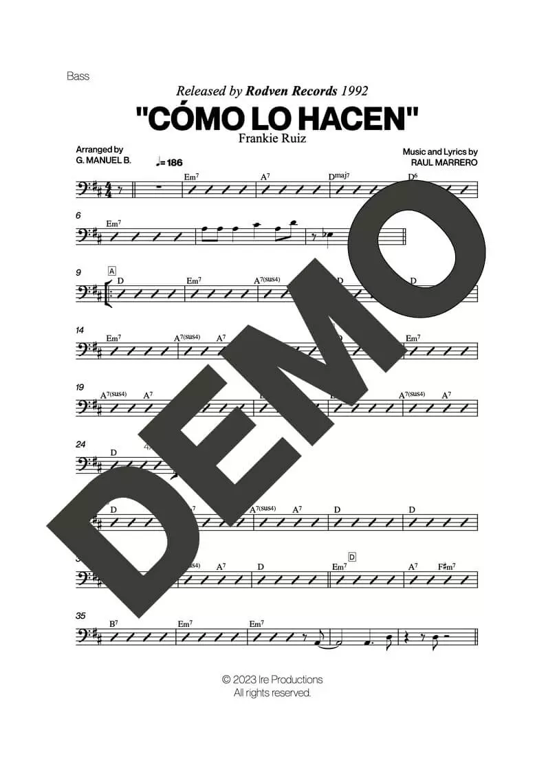 Frankie Ruiz – Cómo lo Hacen – First Page of Sheet Music Preview (PDF) – Includes charts for Trumpets, Trombones, Saxophone, Piano and Bass