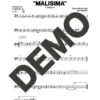 Timbalive – Malisima – Sheet Music Demo Page 3 (PDF) – Includes charts for Trumpets, Trombones, Saxophone, Piano and Bass