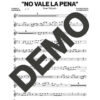 Issac Delgado – No Vale la Pena – Sheet Music Demo Page 1 (PDF) – Includes charts for Trumpets, Trombones, Saxophone, Piano and Bass