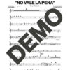 Issac Delgado – No Vale la Pena – Sheet Music Demo Page 2 (PDF) – Includes charts for Trumpets, Trombones, Saxophone, Piano and Bass