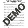 Issac Delgado – No Vale la Pena – Sheet Music Demo Page 4 (PDF) – Includes charts for Trumpets, Trombones, Saxophone, Piano and Bass