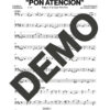 Pupy y Los Que Son Son – Pon Atención – Sheet Music Demo Page 4 (PDF) – Includes charts for Trumpets, Trombones, Saxophone, Piano and Bass