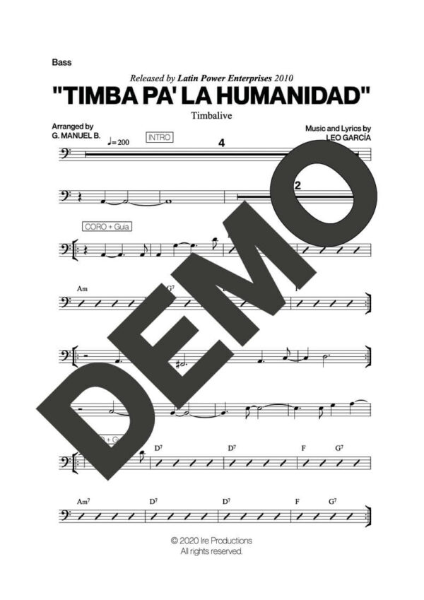 Timbalive – Timba Pa' la Humanidad – Sheet Music Demo Page 4 (PDF) – Includes charts for Trumpets, Trombones, Saxophone, Piano and Bass
